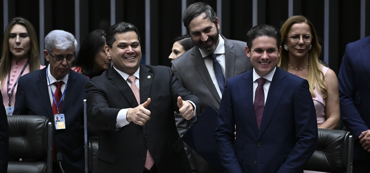 Davi Alcolumbre e Hugo Motta participam da sessão de abertura do ano legislativo no Congresso Nacional, em Brasília