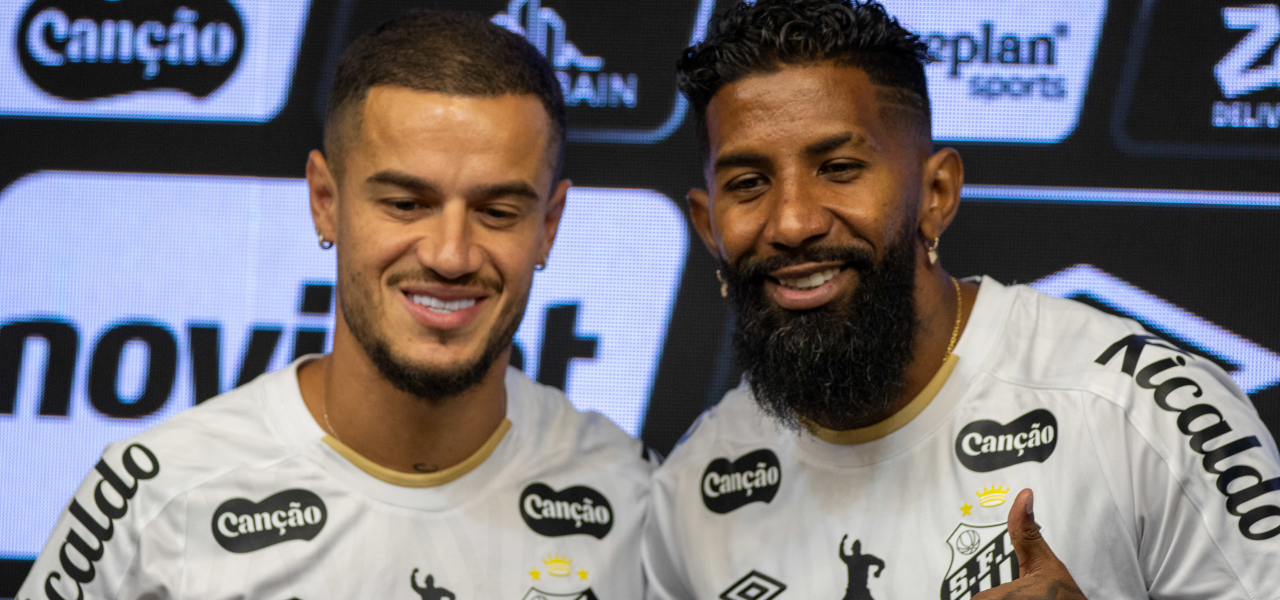 Rodinei e Philippe Coutinho são apresentados como os novos reforços do Santos para a temporada